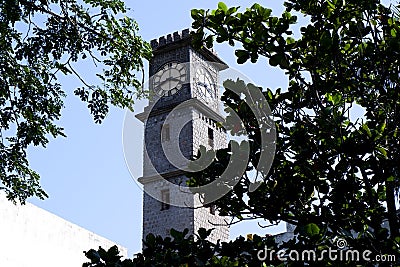 a close view of gulbarga university library clock tower isolated in nature Editorial Stock Photo