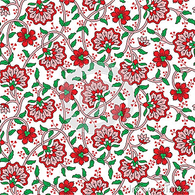 Kalamkari outline flower pattern design Vector Illustration