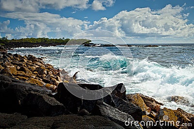 Kalapana Shore Break on Hawaii`s Big Island Stock Photo