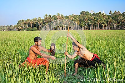 Kalarippayat, indian ancient martial art of Kerala Stock Photo