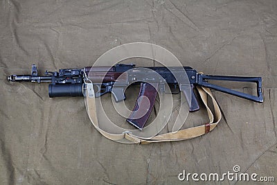 Kalashnikov AK 74 on on canvas background Stock Photo