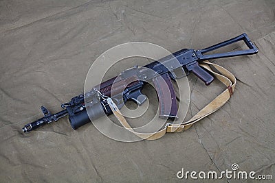 Kalashnikov AK 74 on on canvas background Stock Photo