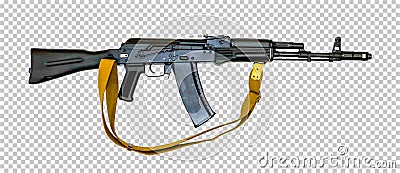 Kalashnikov AK-74M with a belt, transparent background, png, Stock Photo