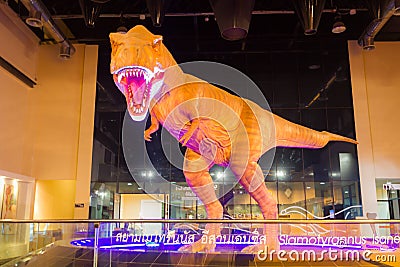 KALASIN, THAILAND - MARCH 3 : Big model of Siamotyrannus isanensis at Sirindhorn Dinosaur Museum on March 3, 2018 in Editorial Stock Photo