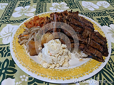 Kalbi, and Chicken Mix Plate Stock Photo