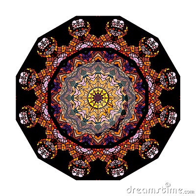 Kaleidoscope - image created by multiple mirroring of the stained window Stock Photo