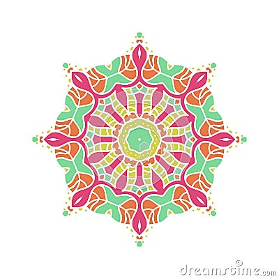 Kaleidoscope big bud. Oriental pattern illustration. Flower background Vector Illustration