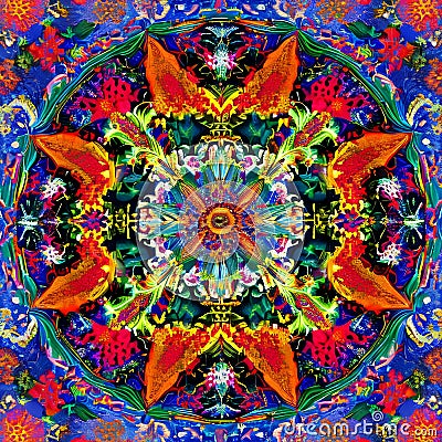 A kaleidoscope of bright colors and patterns that seem to move and change with every glance1, Generative AI Stock Photo