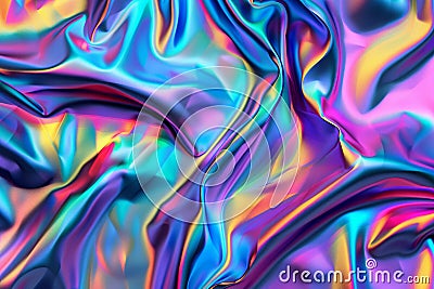 Vivid holographic waves in a dynamic abstract pattern. AI generated Stock Photo