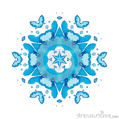 Kaleidoscope watercolor snowflakes Stock Photo