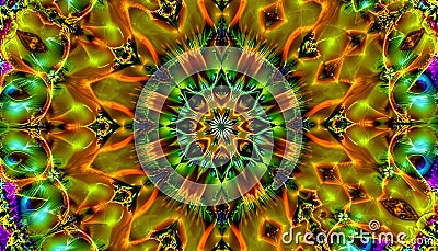 Kaleidoscopic abstract pattern, showcasing psychedelic art and vibrant colorful designs Generative AI Stock Photo