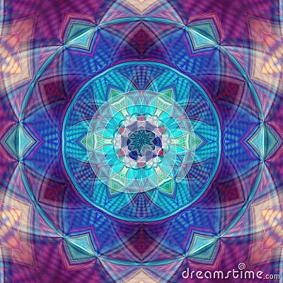 Kaleidoscopic mandala multicolor abstract geometric background illustration Stock Photo