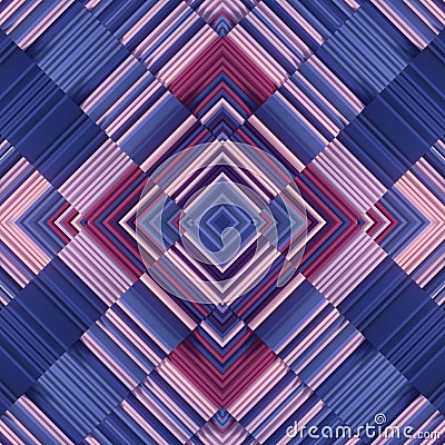 Kaleidoscopic pattern of wave stacks of rectangular shapes. Abstract art design. 3d rendering digital illustration Cartoon Illustration