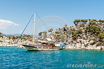 Mediterranean coastline in the Kekova region of Antalya province in Turkey Editorial Stock Photo