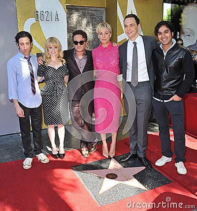 Kaley Cuoco & cast of The Big Bang Theory Editorial Stock Photo