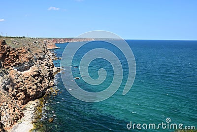 Kaliakra Cliffs View Landscape Bulgaria Portrait Stock Photo