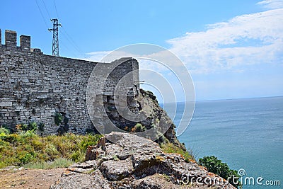 Kaliakra Front View with the Sea Historical Monumental Landmark in Bulgaria Portrait Stock Photo