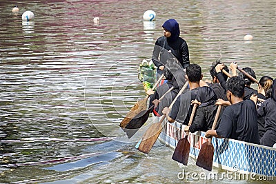 Dragon Boat Festival in Kalimas river, Surabaya on August 14, 2022 Editorial Stock Photo