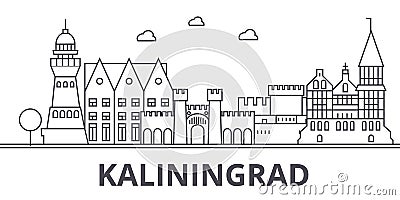 Kaliningrad architecture line skyline illustration. Linear vector cityscape with famous landmarks, city sights, design Vector Illustration