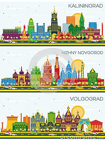 Nizhny Novgorod Russia City Skyline with Color Buildings and Blue Sky Stock Photo