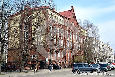 KALININGRAD, RUSSIA. Building of the former state construction school 1897 Editorial Stock Photo