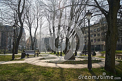 Kaliningrad, Russia - April 29, 2020: Square of power engineers. Editorial Stock Photo