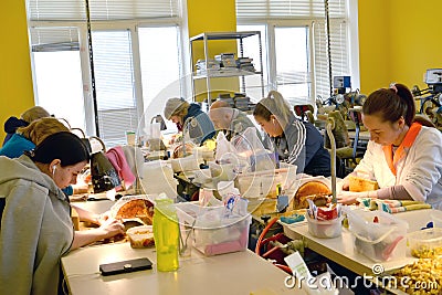 Workers workshops trim amber stones. Amber Processing Workshop Editorial Stock Photo