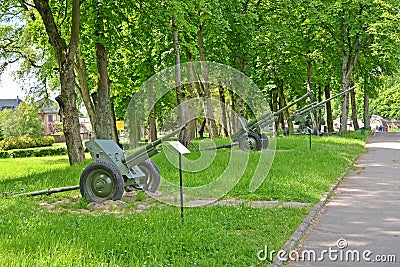 KALININGRAD, RUSSIA. Artillery pieces in an open museum exhibition. Fort No. 5 `King Frederick William III Editorial Stock Photo