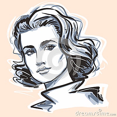Kaliningrad, Russia 8 June 2021.Grace Kelly was an American film actress who became Princess of Monaco. Sketch editorial Editorial Stock Photo