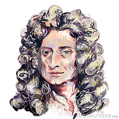 Kaliningrad, Russia 8 June 2021. potrait Isaac Newton Simple pop art illustration. Cartoon Illustration