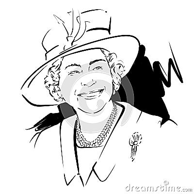 Kaliningrad RUSSIA - June 7 2021 Queen Elizabeth II. Sketch Portrait Drawing Illustration Editorial Stock Photo