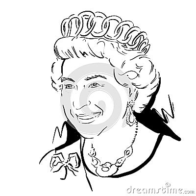 Kaliningrad RUSSIA - June 7 2021 Queen Elizabeth II. Sketch Portrait Drawing Illustration Editorial Stock Photo