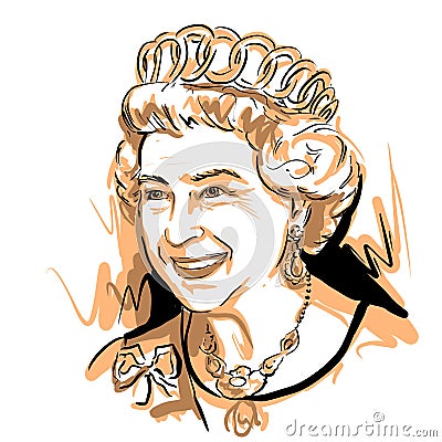 Kaliningrad RUSSIA - June 7 2021 Queen Elizabeth II. Sketch Portrait Drawing Illustration Editorial Stock Photo