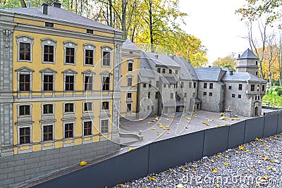 KALININGRAD, RUSSIA. A fragment of layout Royal Kenigsberg Castle in South Park. Miniature Park History in Architecture Editorial Stock Photo
