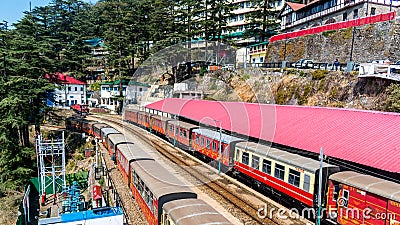 The Kalka Shimla toy train at Shimla railway station Editorial Stock Photo