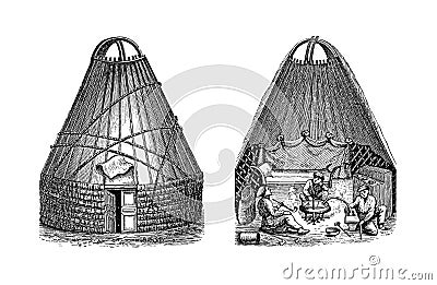 Kalmyk hut | Antique Ethnographic Illustrations Stock Photo