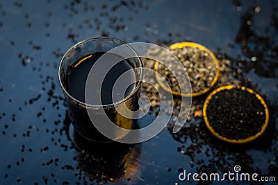 Kalonji with grape juice. Stock Photo