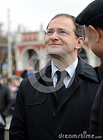 Minister of Culture of the Russian Federation Vladimir Medinsky at the opening of the monument to the Grand Duke of Moscow Ivan II Editorial Stock Photo