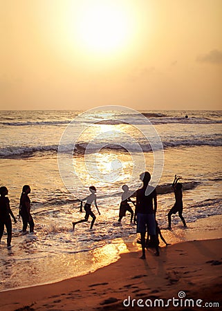 Kalutara, Sri Lanka - April 15, 2017: Silhouettes of people, mos Editorial Stock Photo