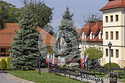 Courtyard in front of Pilgrim's House and Passion and Marian sanctuary, Kalwaria Zebrzydowska, Poland Editorial Stock Photo