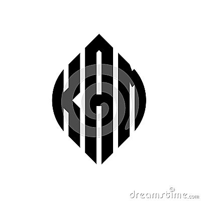 KAM circle letter logo design with circle and ellipse shape. KAM ellipse letters with typographic style. The three initials form a Vector Illustration