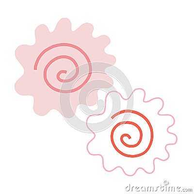 Kamaboko fish cake, narutomaki, Japanese surimi fish cakes, asian cuisine cooking ingredient for ramen soup. Isolated Vector Illustration