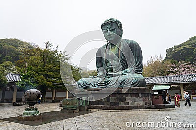 KAMAKURA, JAPAN April 9: Monumental famous bronze statue of the Editorial Stock Photo