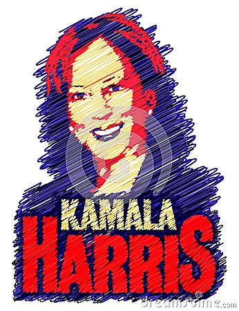 Kamala Harris scribble Cartoon Illustration