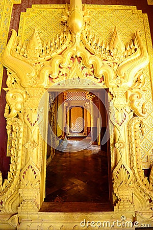 Kambawzathardi Golden Palace door Stock Photo