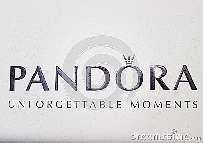 Kamenetz-Podolsky, UKRAINE, August 11, 2017: PANDORA logo Editorial Stock Photo