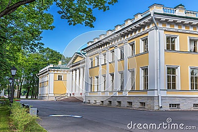 The Kamennoostrovsky Palace is a former imperial country residence on Kamenny Island in St. Petersburg Stock Photo