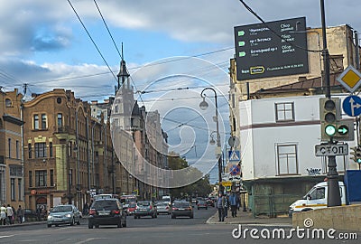 Kamennoostrovsky Prospekt in autumn day Editorial Stock Photo