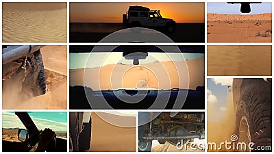 Kameraauto in der Sahara-Wüste, Collage stock video footage Kameraauto in der Sahara-Wüste, Collage stock video footage