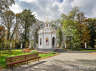 Kamianets-Podilskyi, Ukraine - October 20, 2016 : Little chapel near Alexander Nevsky Cathedral, Kamenetz-Podolsk. Editorial Stock Photo
